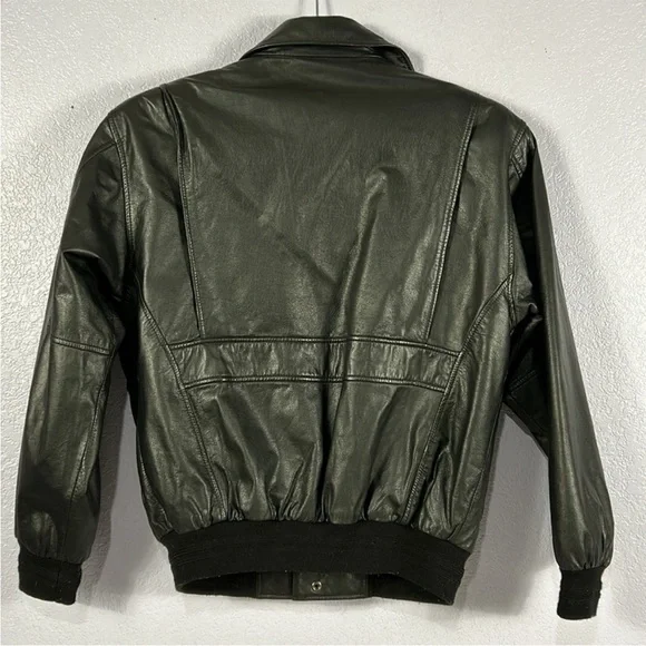 Roundtree & Yorke bomber aviator Black Leather jacket Sz S - Picture 3 of 11